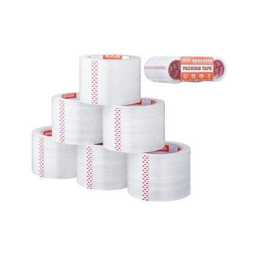 Clear Packing Tape, 3 inches Core, 6 Rolls 3 Inches x 65 Yards Packing Tapes, 2.7 Mil Thick, Heavy Duty Packaging Tape Designed for Moving, Storage and Packing, Shipping and Mailing, Office