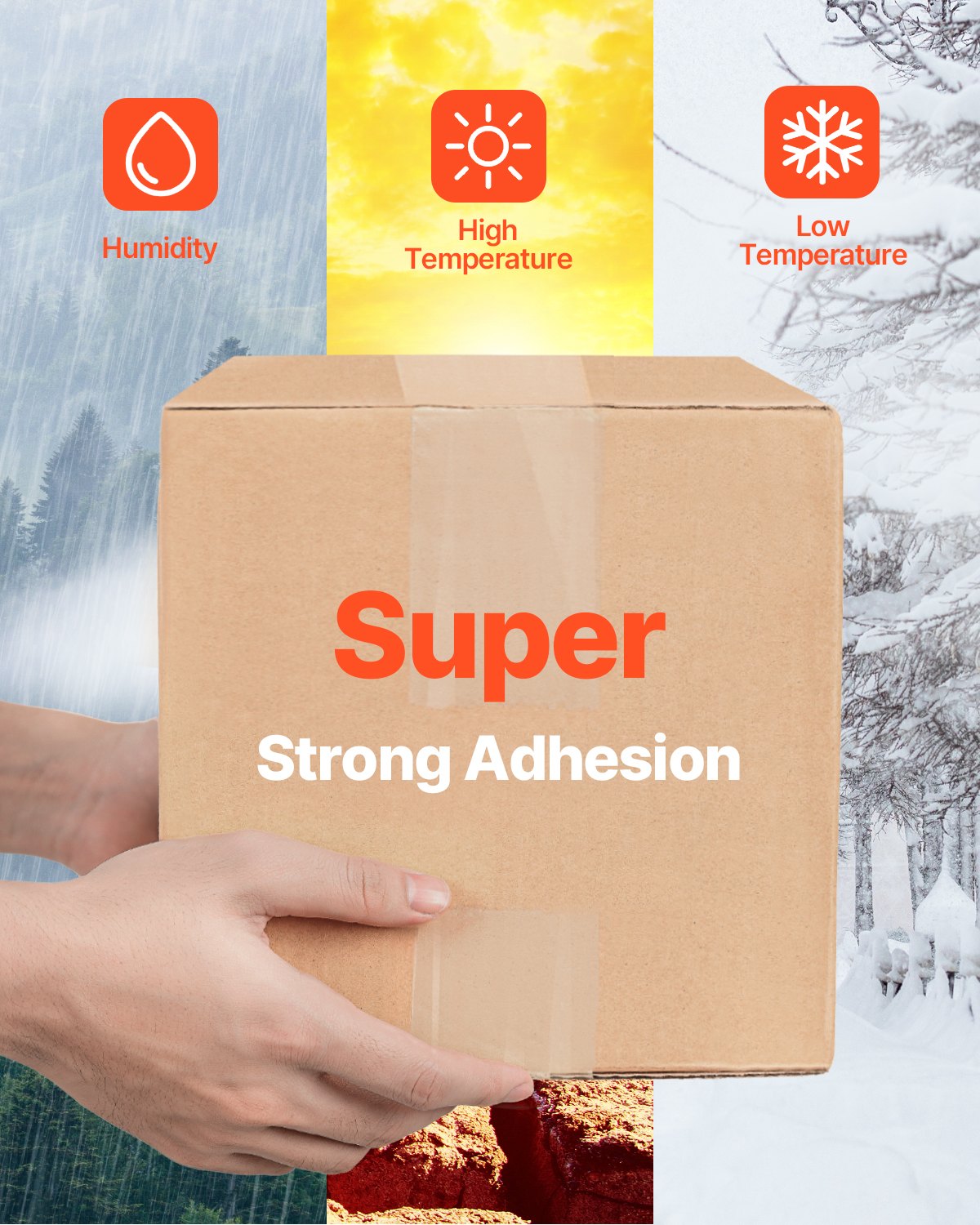 Transparentes Packband, 6 Rollen, 65 Yards, strapazierfähiges transparentes Packband, 2,7 mil