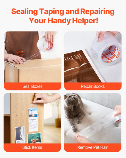 Transparentes Packband, 6 Rollen, 65 Yards, strapazierfähiges transparentes Packband, 2,7 mil