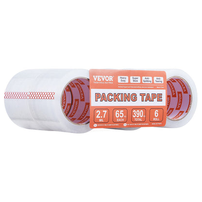 Transparentes Packband, 6 Rollen, 65 Yards, strapazierfähiges transparentes Packband, 2,7 mil