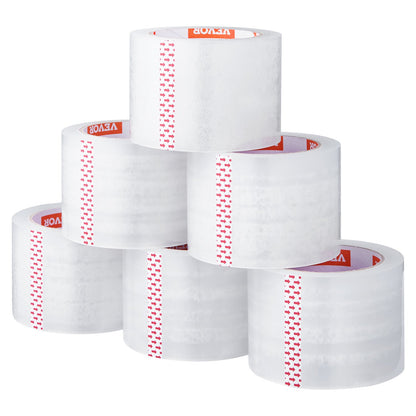 Transparentes Packband, 6 Rollen, 65 Yards, strapazierfähiges transparentes Packband, 2,7 mil