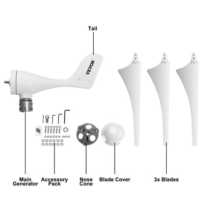 Windturbine, 400W 12V Windturbinengenerator-Set, 3-Blatt-Laderegler Windturbinengenerator, Windturbinengenerator zur Stromergänzung