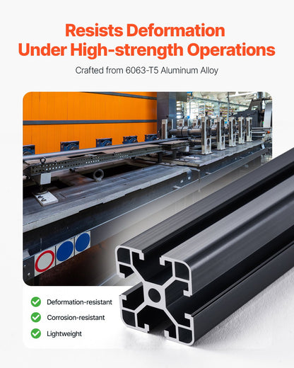 4PCS 39.4 in (1000mm) T Slot 4040 Aluminum Extrusion Profile, European Standard Anodized Linear Rail, High-Strength Extruded Aluminum Rail for 3D Printer, CNC Machine DIY, Laser Engraving, Black