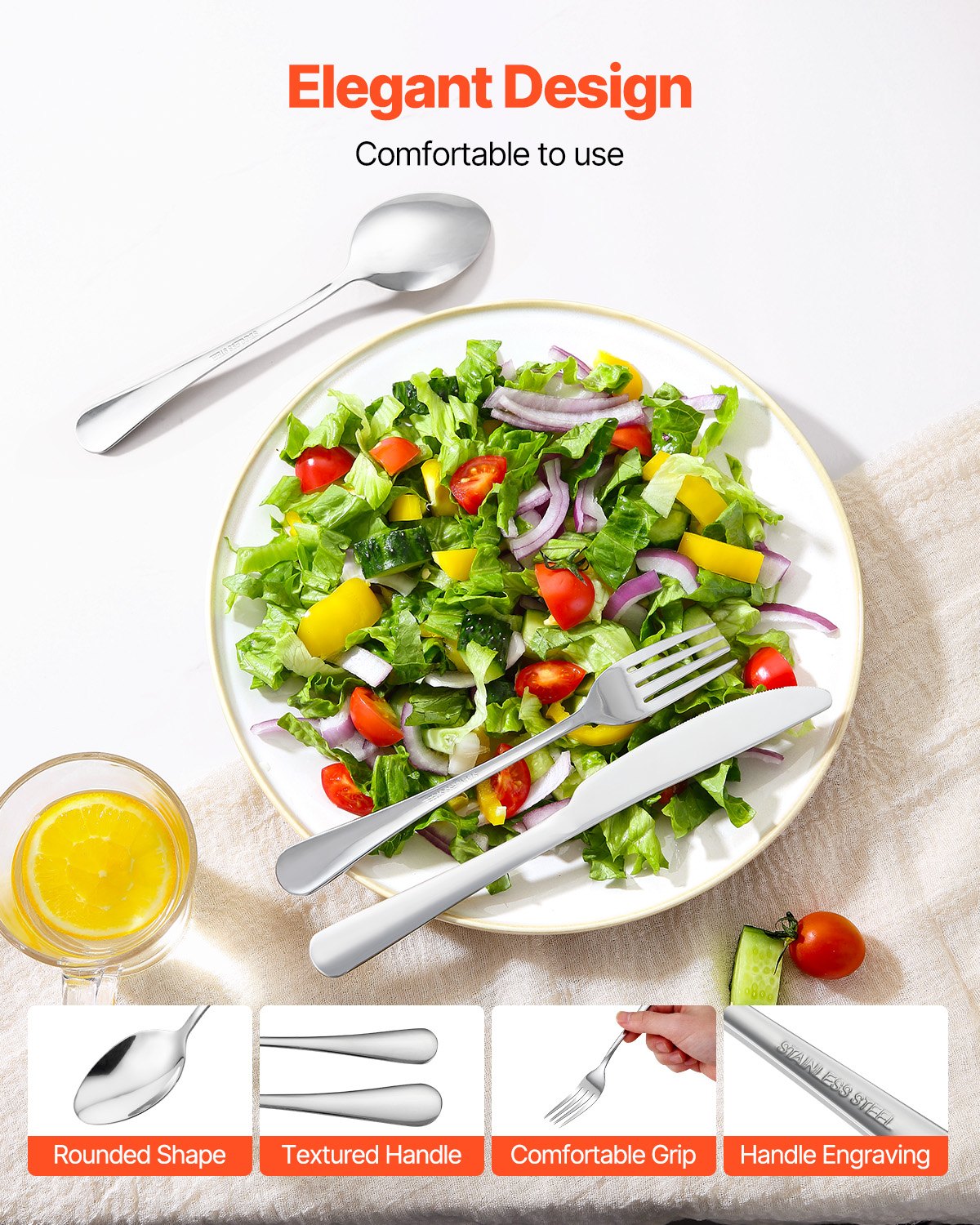 30-teiliges Silberbesteckset Edelstahlbesteck Besteck für 6