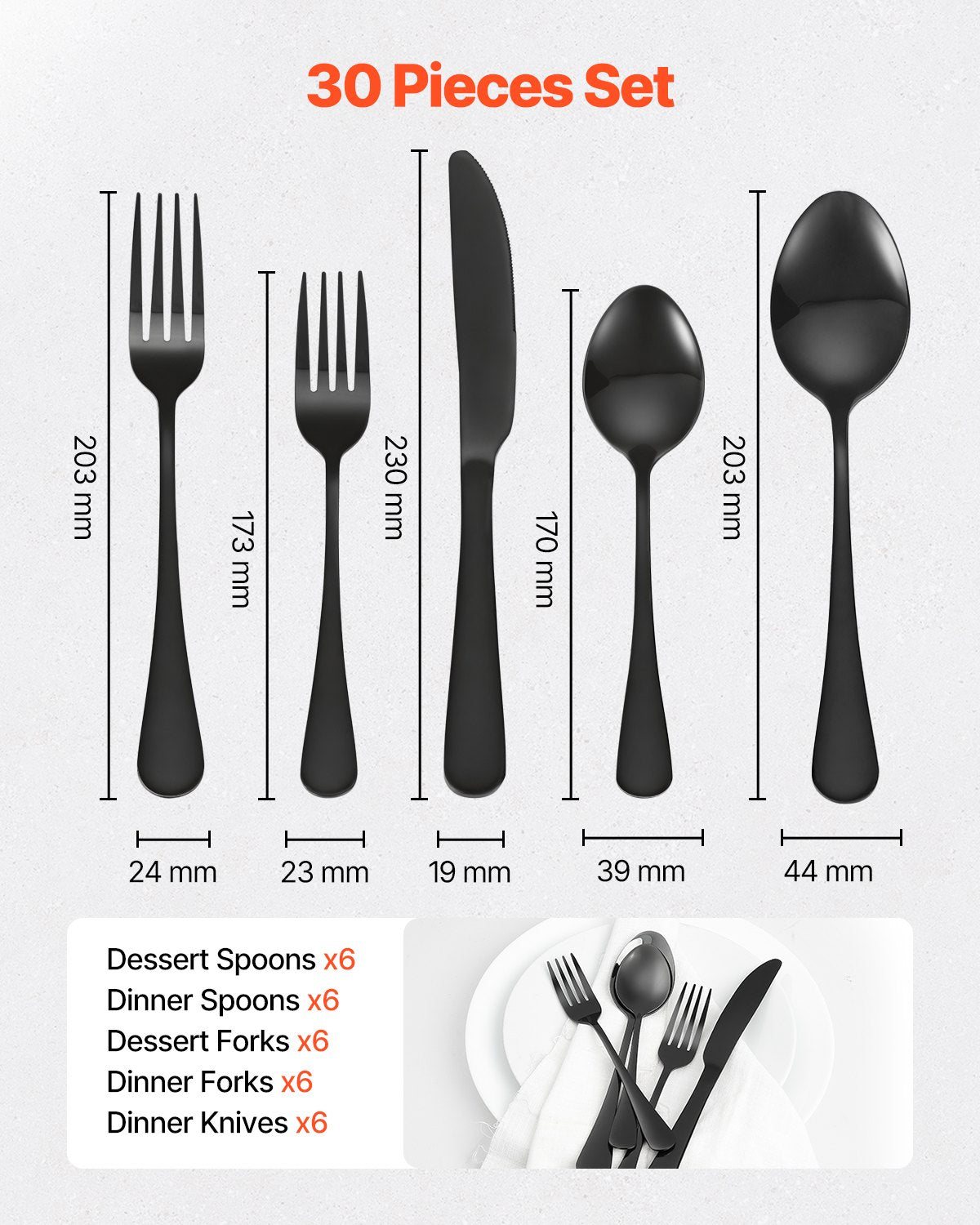 30-piece silver cutlery set stainless steel cutlery cutlery for 6