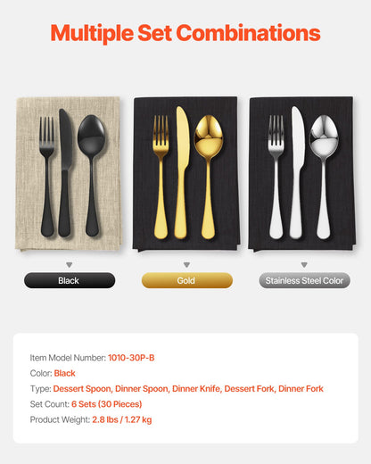 30-piece silver cutlery set stainless steel cutlery cutlery for 6