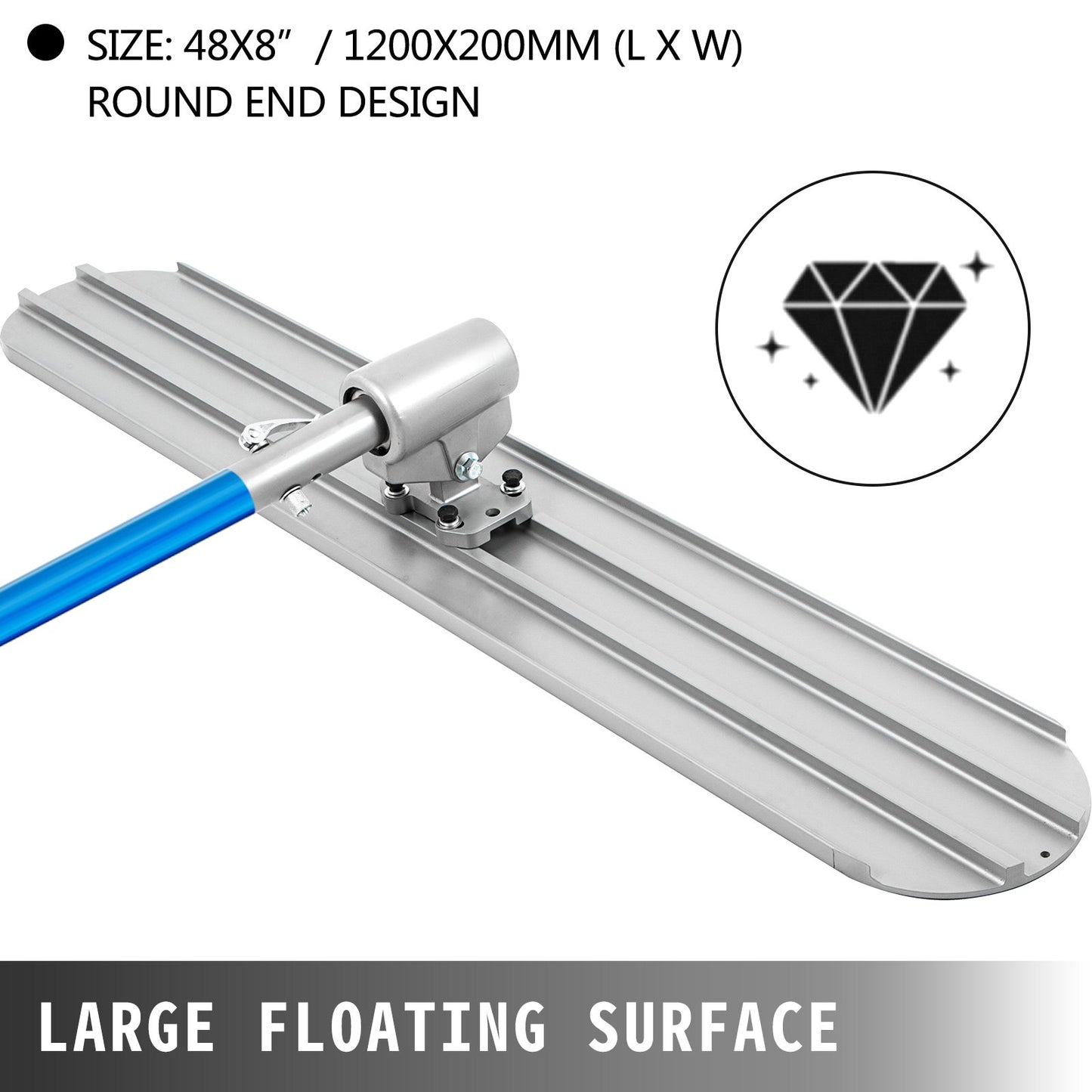 Bull Float Magnesium Concrete Float 48 x 8\" Round End Concrete Float Tool Cement Tool Bull Concrete Kit Bull Float with 4 Float Handle Bull Float Bracket Concrete Tools Finishing Bull Float