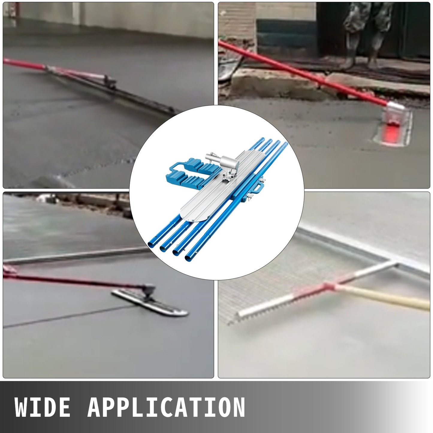 Bull Float Magnesium Concrete Float 48 x 8\" Round End Concrete Float Tool Cement Tool Bull Concrete Kit Bull Float with 4 Float Handle Bull Float Bracket Concrete Tools Finishing Bull Float