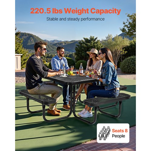 Picknicktisch, wetterfestes Stahl-Terrassen-Essmöbel-Set für den Außenbereich | EU