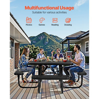 Picknicktisch, wetterfestes Stahl-Terrassen-Essmöbel-Set für den Außenbereich | EU