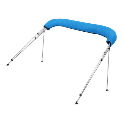 4 Bow Boat Bimini Tops, 600D Polyester Canopy with Aluminum Alloy Frame, Waterproof & Sun Shade Boat Awning Canopy with Storage Bag, 2 Support Poles, 4 Straps, 8'Lx(91"-96")Wx54"H, Pacific Blue