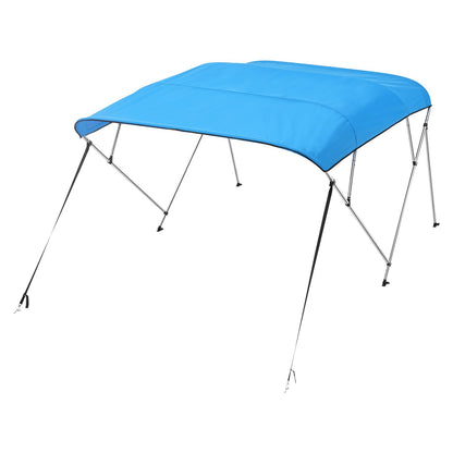 4 Bow Boat Bimini Tops, 600D Polyester Canopy with Aluminum Alloy Frame, Waterproof & Sun Shade Boat Awning Canopy with Storage Bag, 2 Support Poles, 4 Straps, 8'Lx(91"-96")Wx54"H, Pacific Blue