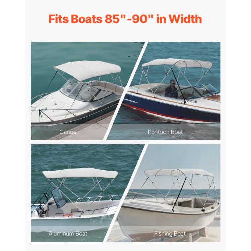 4 Bug-Boot-Bimini-Tops 96"L x (85"-90")B x 54"H Markisendach Hellgrau | EU