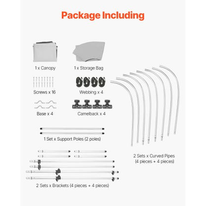 4 Bug-Boot-Bimini-Tops 96"L x (85"-90")B x 54"H Markisendach Hellgrau | EU