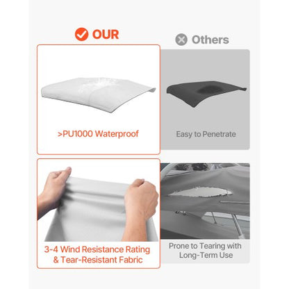 Biminitop för båt med 4 bogar, 96"L x (97"-103")B, ersättning för markistak, ljusgrå |  EU