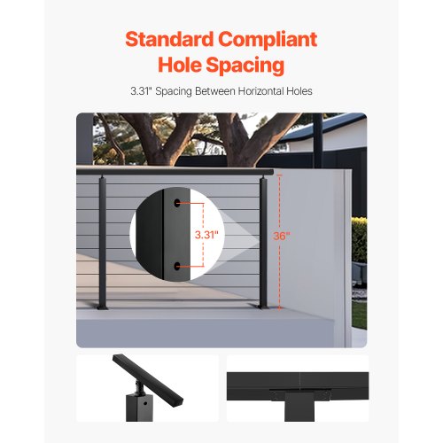 Cable Railing Post 36x2x2 Inch Horizontal Hole 4JZLGZXHS914MY65M001V0 | EU