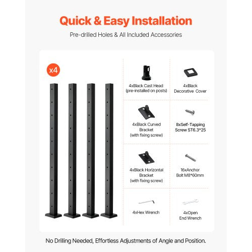 Cable Railing Post 36x2x2 Inch Horizontal Hole 4JZLGZXHS914MY65M001V0 | EU
