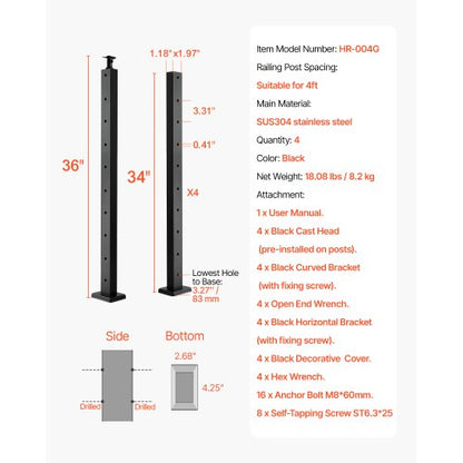 Seilgeländerpfosten 36x1x2 in waagerechtem Hohlpfosten 4JZLGZXHS914UUOI6001V0 | EU
