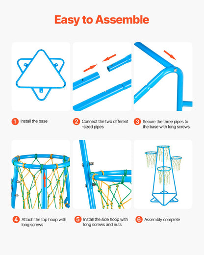 Kids Basket Hoop 4-Hoop Portable Basketball Stand Justerbar i höjder