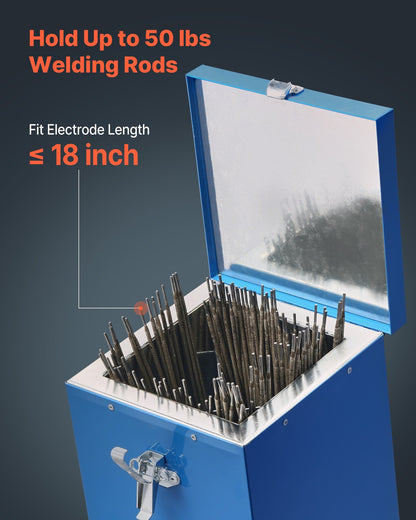 Portable Welding Rod Oven, 50LBS Capacity Electrodes Drying Oven 420W 120V, 300℉ Fast Heating Welding Rods Dryer for 18-inch Stick Electrodes - with Easy-to-Carry Handle & Safety Locking Latch