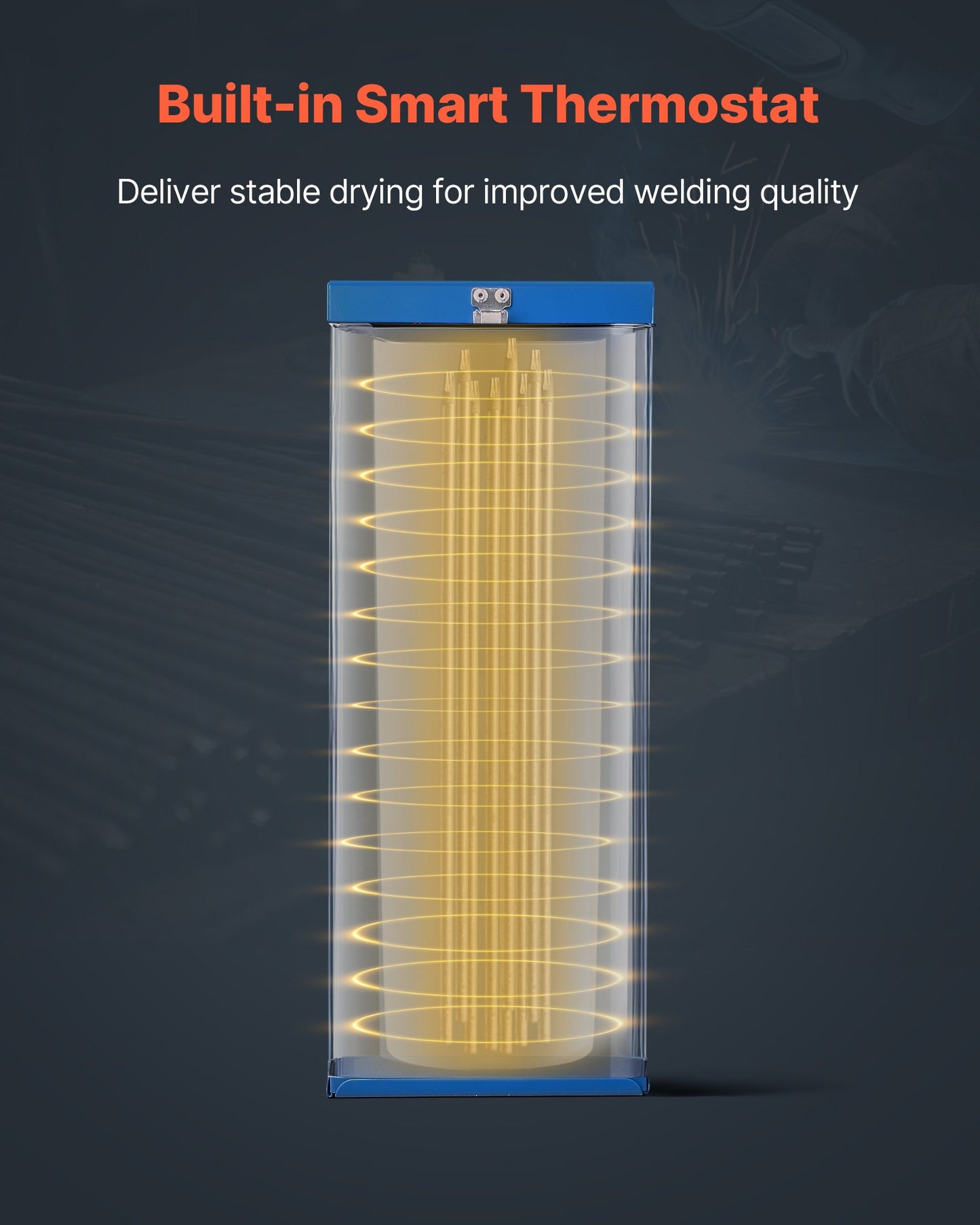 Portable Welding Rod Oven, 50LBS Capacity Electrodes Drying Oven 420W 120V, 300℉ Fast Heating Welding Rods Dryer for 18-inch Stick Electrodes - with Easy-to-Carry Handle & Safety Locking Latch