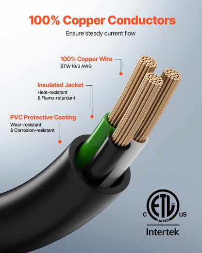 Welder Extension Cord, 30 Amp 50 ft, Extension Cord for Portable Welders, NEMA 6-50P, 10/3 AWG, 250V, 7500W Heavy Duty Pure Copper Welder Cable, for Outdoor MIG TIG Plasma, STW Weather-proof