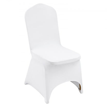 Stretch Spandex Folding Chair Covers, Universal Fitted Arched Front Cover, Removable Washable Protective Slipcovers, for Wedding, Holiday, Banquet, Party, Celebration, Dining (50PCS White)