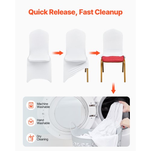 Stretch Spandex Hopfällbara Stolsöverdrag, Universellt Passande Stolsöverdrag, Avtagbara Tvättbara Skyddsöverdrag, För Bröllop, Högtid, Bankett, Fest, Firande, Matsal (50 ST Vit) |  EU