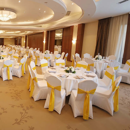 Stretch Spandex Folding Chair Covers, Universal Fitted Chair Cover, Removable Washable Protective Slipcovers, for Wedding, Holiday, Banquet, Party, Celebration, Dining (50PCS White)