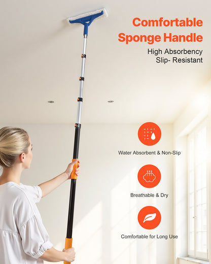 Telescopic Extension Pole, 4.66-19 FT Multi-Purpose Extendable Pole, Sturdy Aluminum Alloy Paint Pole Extension with Flip-Lock Design, High Reach Roller Stick for Painting, Dusting and Cleaning