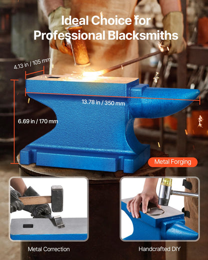 Single Horn Anvil 55Lbs, Cast Iron Anvil Blacksmith Withstands Heavy Blows,Anvil Rugged Round Horn Anvil Blacksmith Jewelers Metalsmith Tool, for Sale Forge Tools and Equipment