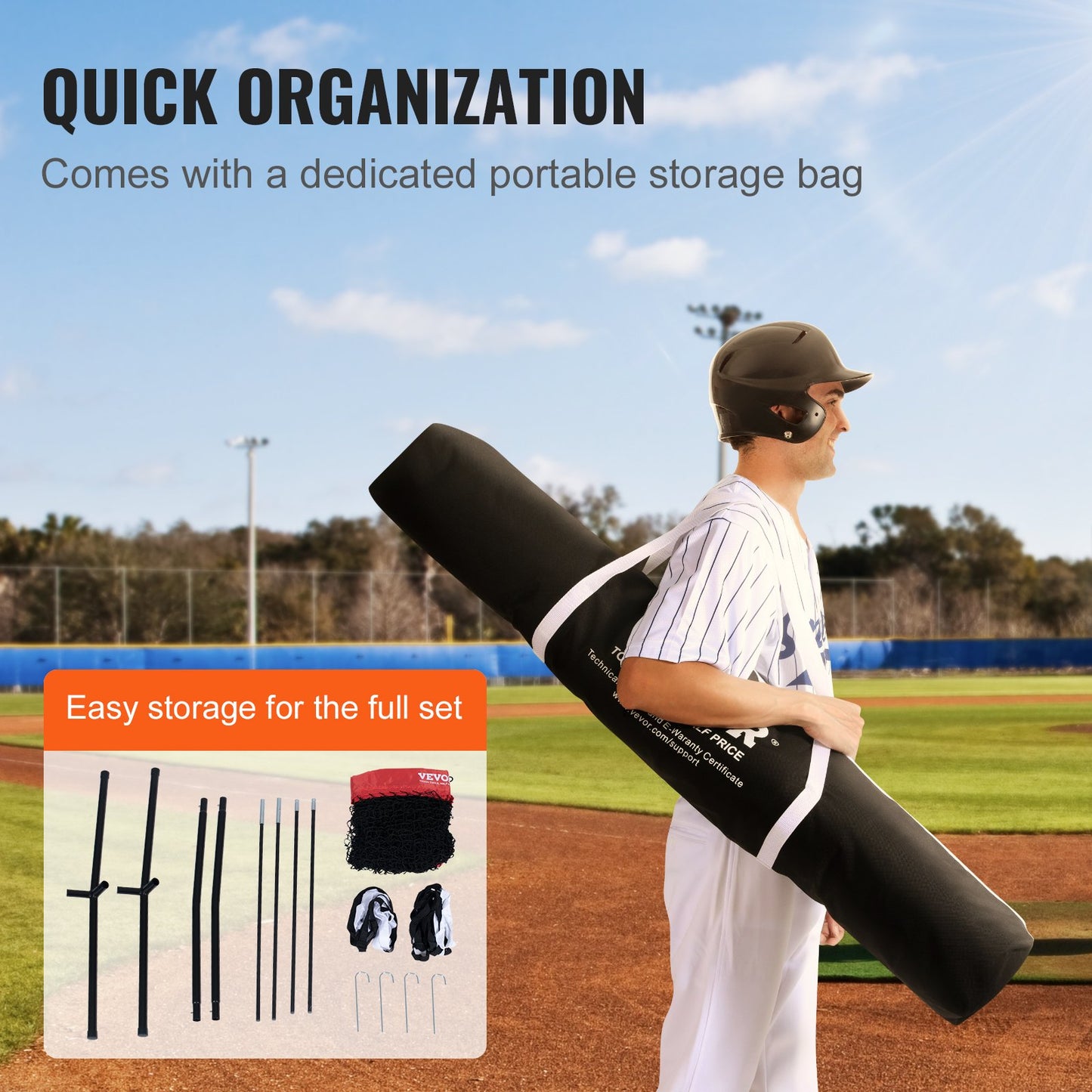 5x5 ft Baseball Softball Training Net, Portable Baseball Training Net for Hitting Batting Catching Pitching, Backstop Baseball Equipment with Hoop Frame, Carrying Bag, Strike Zone, Ball, Batting Tee