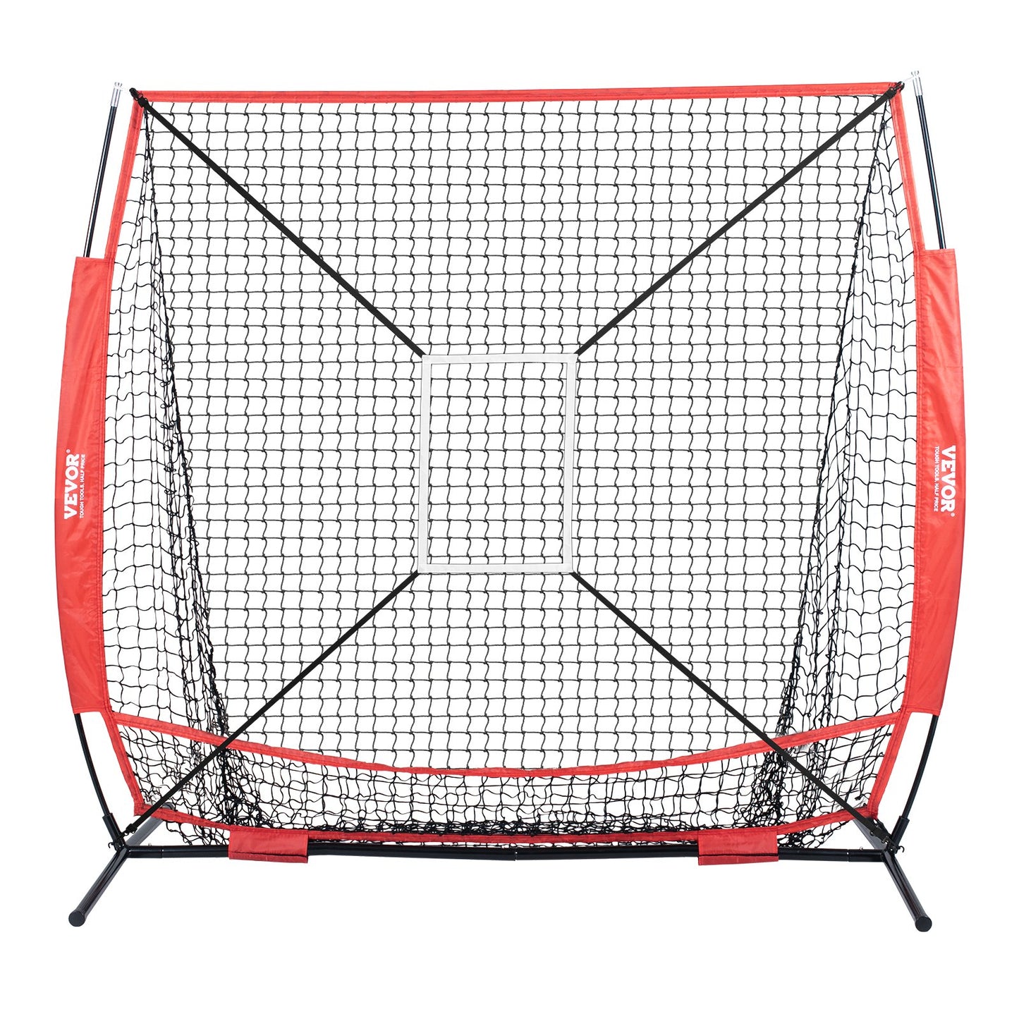 5x5 ft Baseball Softball Training Net, Portable Baseball Training Net for Hitting Batting Catching Pitching, Backstop Baseball Equipment with Hoop Frame, Carrying Bag, Strike Zone, Ball, Batting Tee