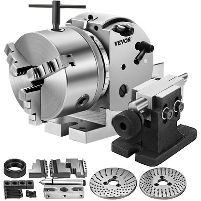 BS-0 Precision Dividing Head, Horizontal Dividing Head with 3-Jaw Chuck, MT2 End Mill BS-0 5" Semi-Universal Dividing Head for Milling Machine Gear Cutting