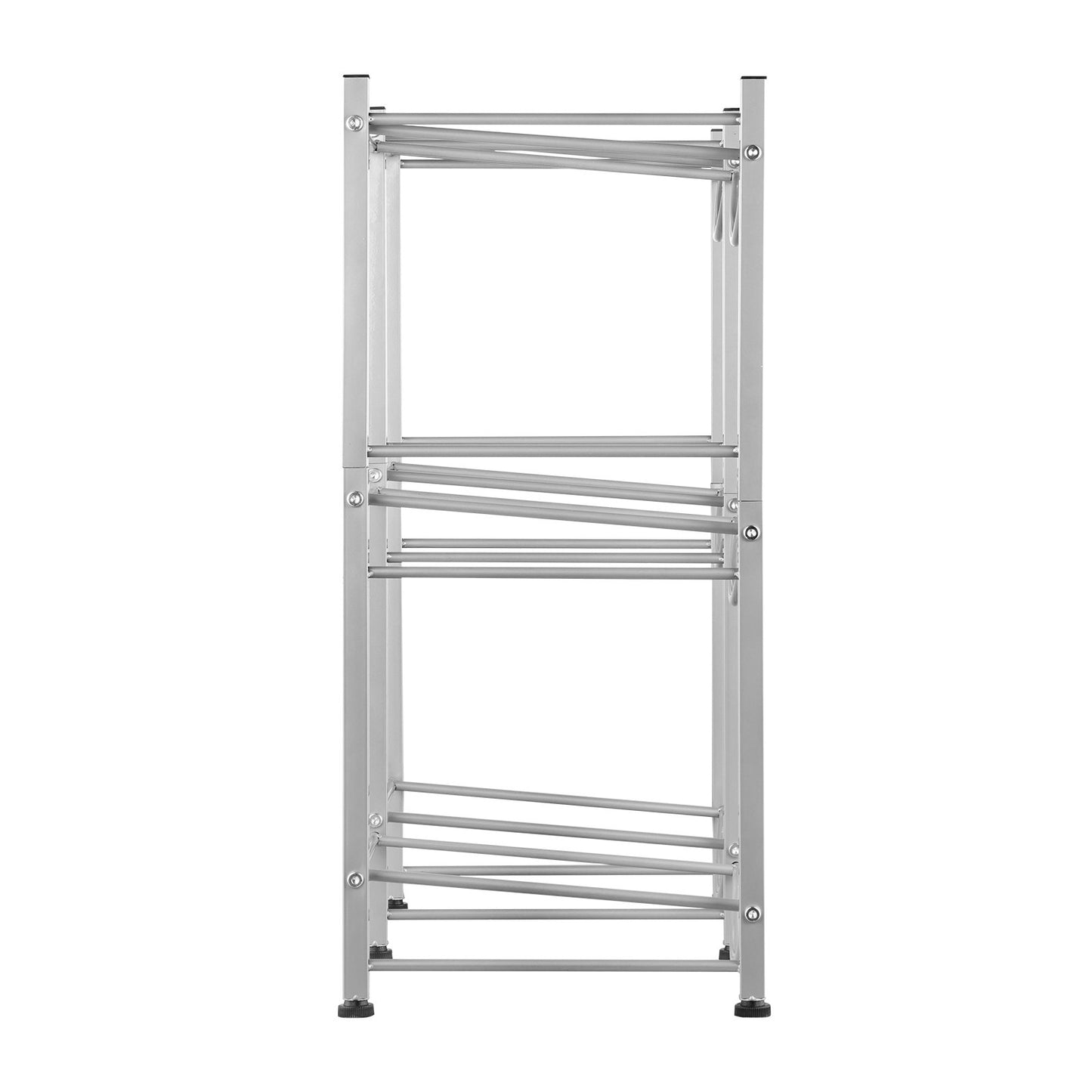 3-stufiger Wasserflaschenhalter, zweireihiges Wasserflaschenregal für 6 Flaschen, silberfarben