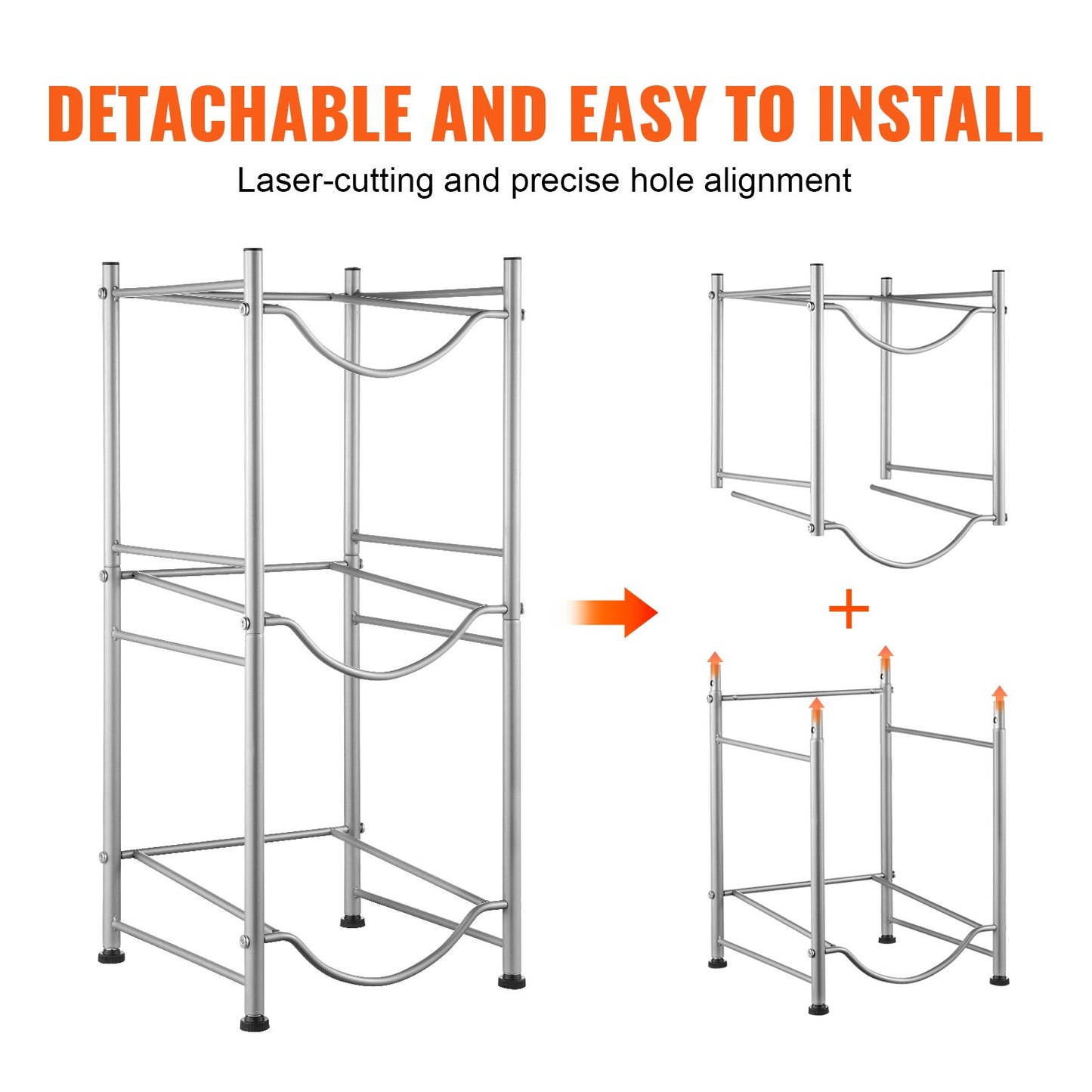 3-stufiger Wasserflaschenhalter, einreihiges Wasserflaschenregal für 3 Flaschen, silber