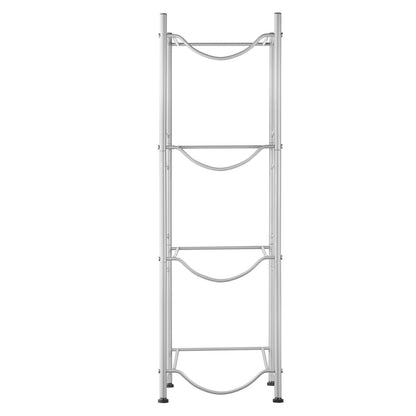 4-Tier Water Bottle Holder Single Row Water Bottle Rack for 4 Bottles Silver