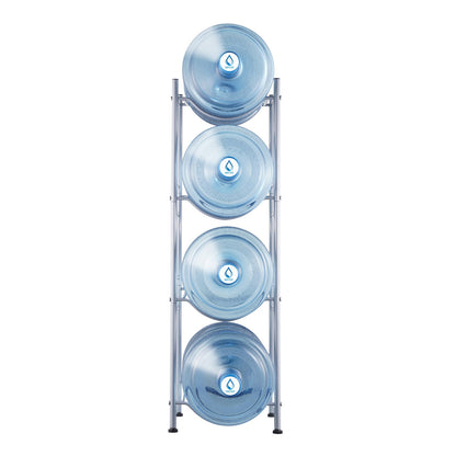 4-Tier Water Bottle Holder Single Row Water Bottle Rack for 4 Bottles Silver
