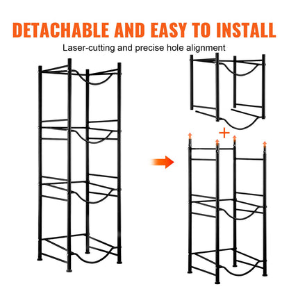 4-stufiger Wasserflaschenhalter, einreihiges Wasserflaschenregal für 4 Flaschen, Schwarz