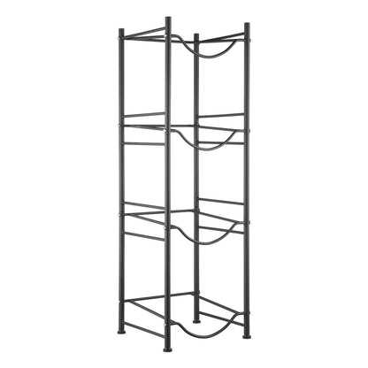 4-stufiger Wasserflaschenhalter, einreihiges Wasserflaschenregal für 4 Flaschen, Schwarz