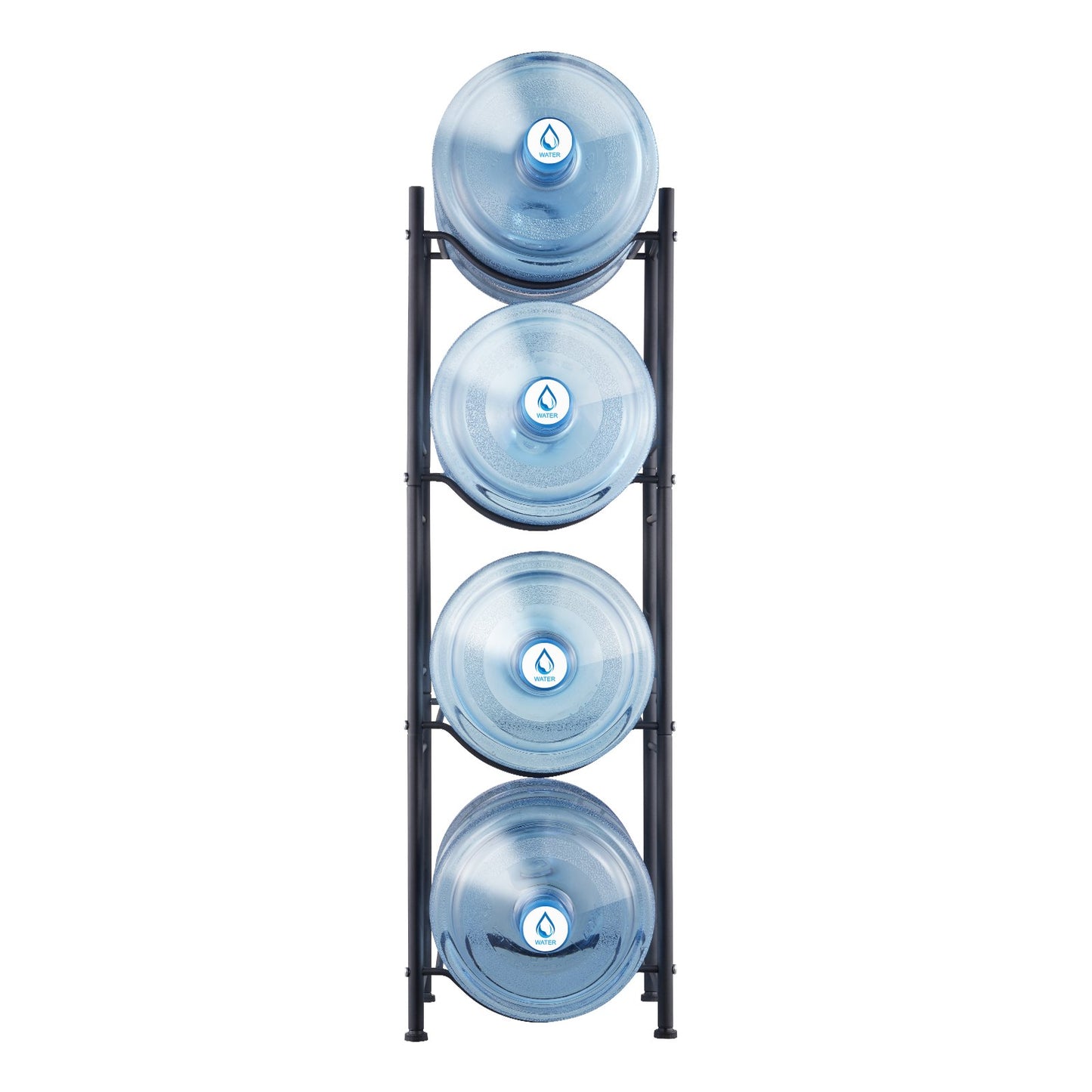4-stufiger Wasserflaschenhalter, einreihiges Wasserflaschenregal für 4 Flaschen, Schwarz