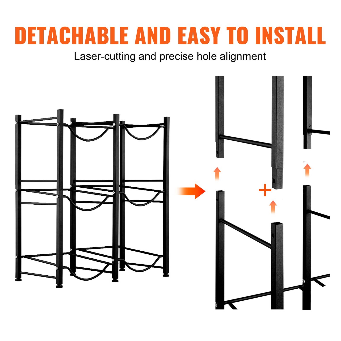 3-stufiger Wasserflaschenhalter, zweireihiges Wasserflaschenregal für 6 Flaschen, Schwarz