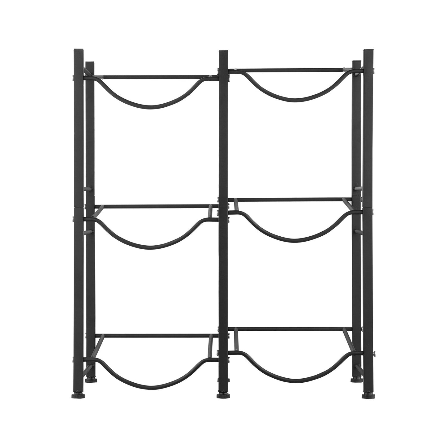 3-stufiger Wasserflaschenhalter, zweireihiges Wasserflaschenregal für 6 Flaschen, Schwarz