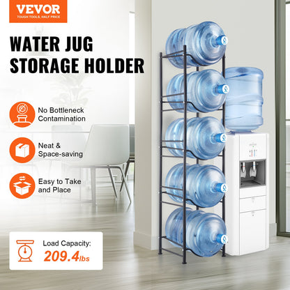 5-Tier Water Bottle Holder Single Row Water Bottle Rack for 5 Bottles Black