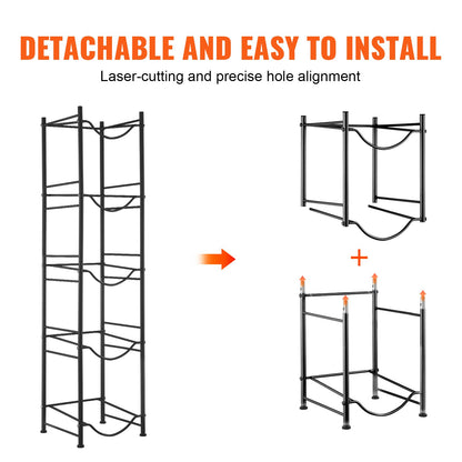 5-Tier Water Bottle Holder Single Row Water Bottle Rack for 5 Bottles Black