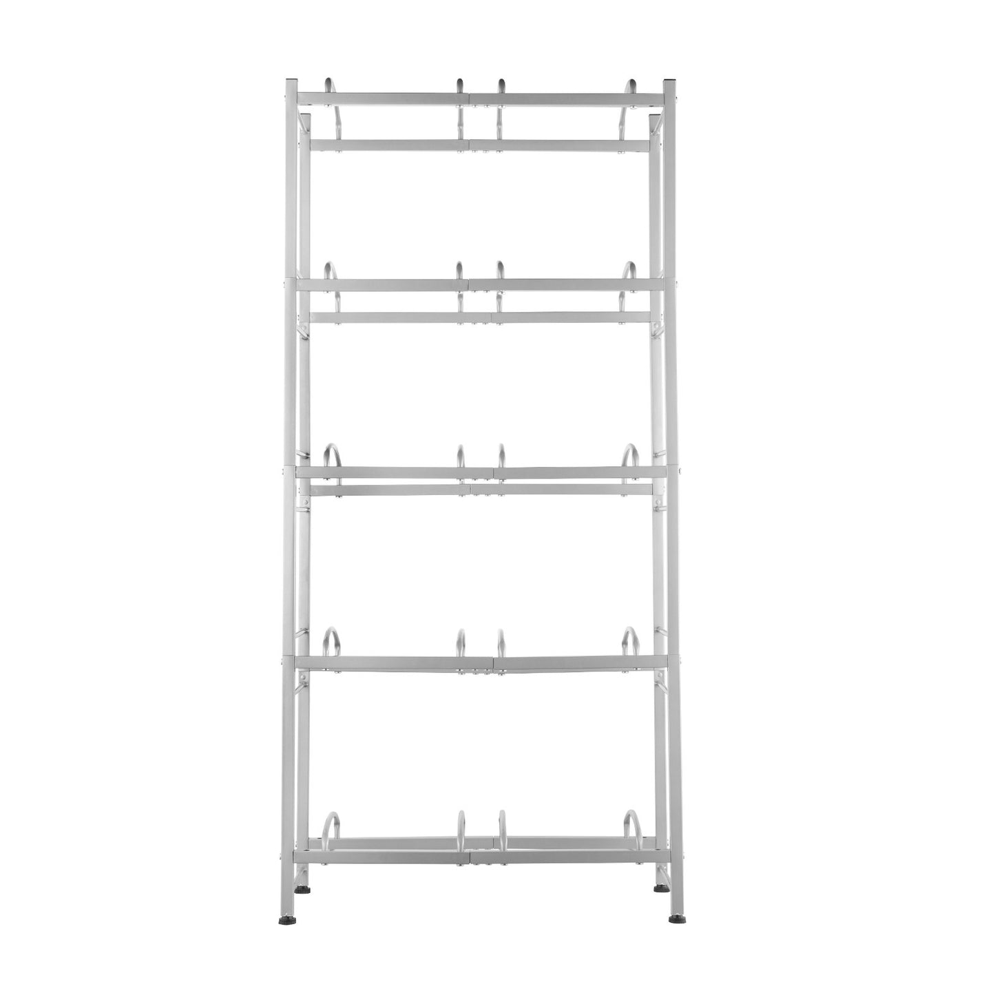5-stufiger Wasserflaschenhalter, zweireihig, Wasserflaschenregal, 10 Flaschen, silbergrau