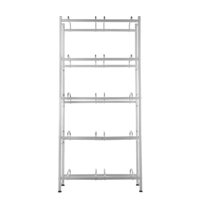 5-stufiger Wasserflaschenhalter, zweireihig, Wasserflaschenregal, 10 Flaschen, silbergrau