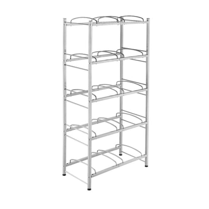 5-stufiger Wasserflaschenhalter, zweireihig, Wasserflaschenregal, 10 Flaschen, silbergrau