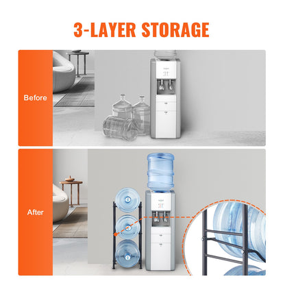 3-stufiger Wasserflaschenhalter, einreihiges Wasserflaschenregal für 3 Flaschen, Schwarz