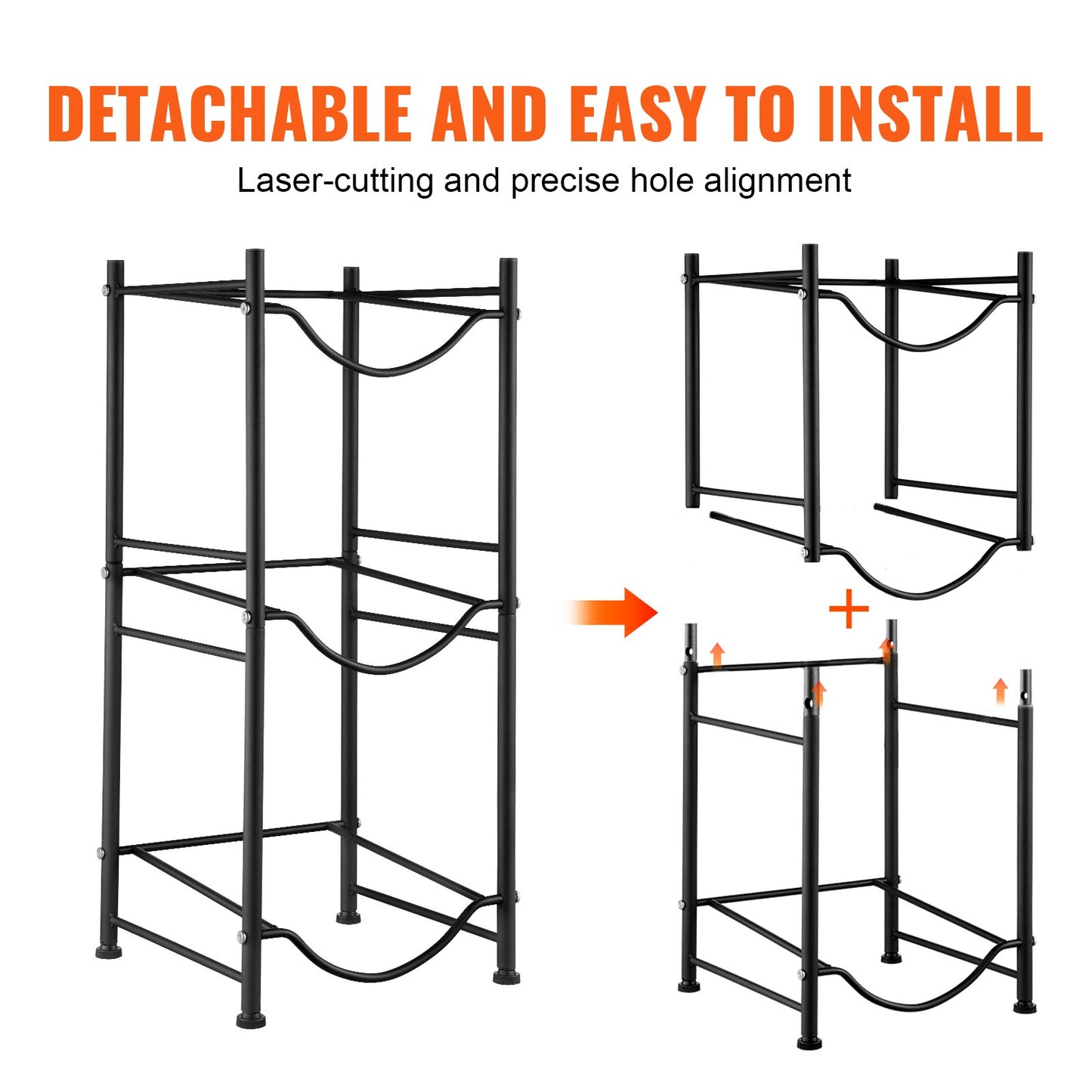 3-stufiger Wasserflaschenhalter, einreihiges Wasserflaschenregal für 3 Flaschen, Schwarz